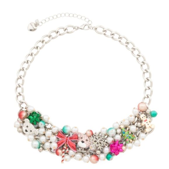 Betsey Johnson Holiday Christmas Statement Bib Choker Necklace Bracelet Set NEW - Picture 2 of 16